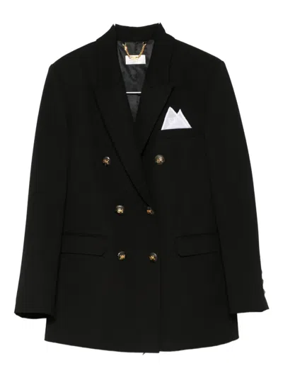 Elisabetta Franchi Cotton Gabardine Blazer With Breast Pocket In Black