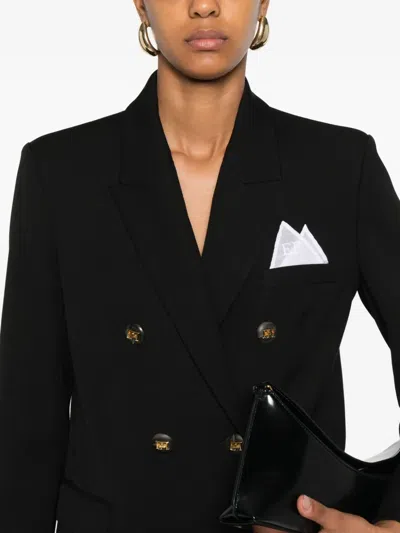 Elisabetta Franchi Cotton Gabardine Blazer With Breast Pocket In Black