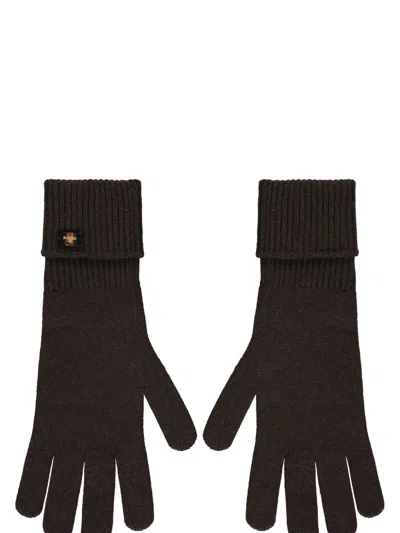 Moorer Ribbed Cuff Gloves In Brown