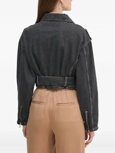 Guess Usa Belted Denim Jacket In Gray