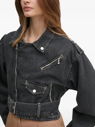 Guess Usa Belted Denim Jacket In Gray