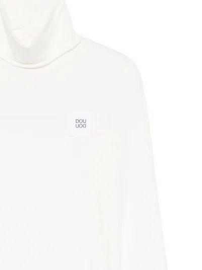 Douuod Ribbed Turtleneck Top In White