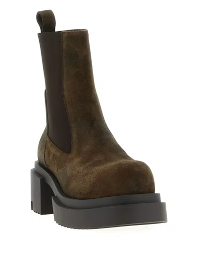 Rick Owens Platform Boots With Elastic Strap In Brown
