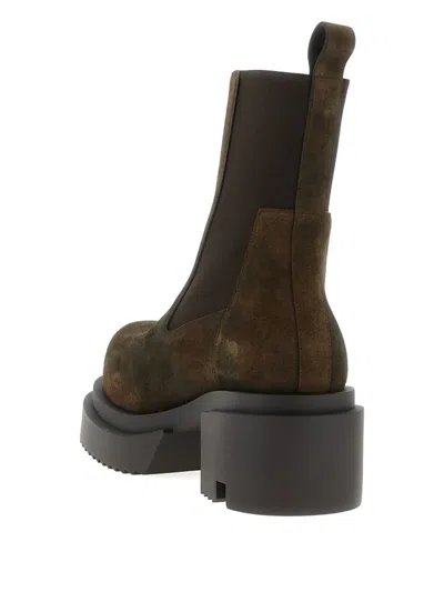 Rick Owens Platform Boots With Elastic Strap In Brown