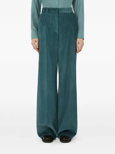 Weekend Max Mara Omens Oil Tania Wide-leg Cotton-corduroy Trousers In Blue