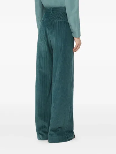 Weekend Max Mara Omens Oil Tania Wide-leg Cotton-corduroy Trousers In Blue