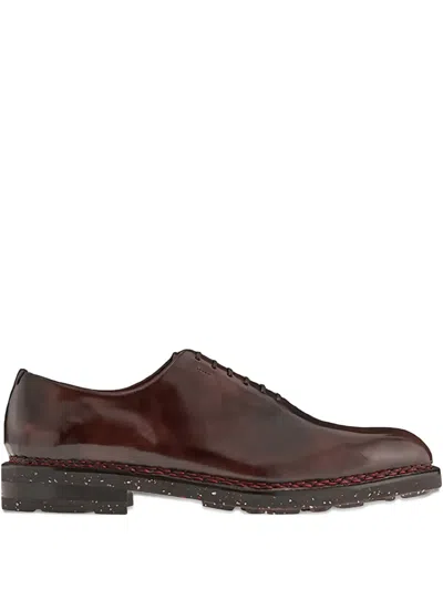 Ferragamo Leather Oxford Shoes In Brown