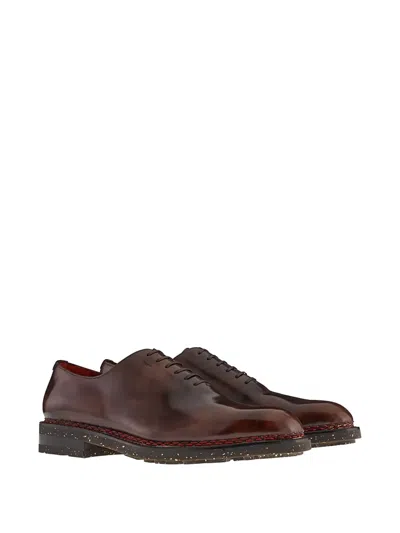 Ferragamo Leather Oxford Shoes In Brown