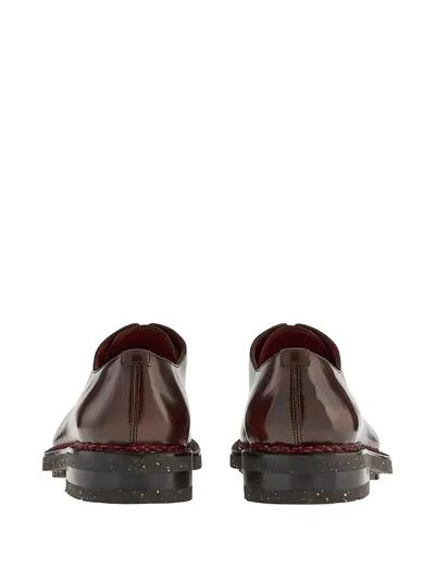 Ferragamo Leather Oxford Shoes In Brown