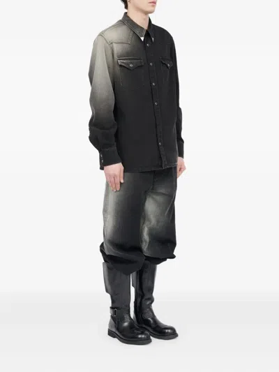 Mm6 Maison Margiela Western Style Denim Shirt Pockets In Black