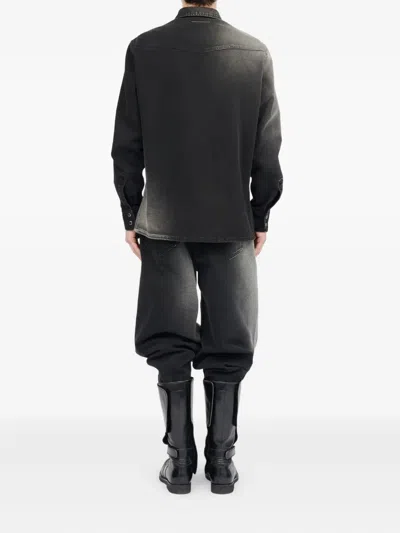 Mm6 Maison Margiela Western Style Denim Shirt Pockets In Black