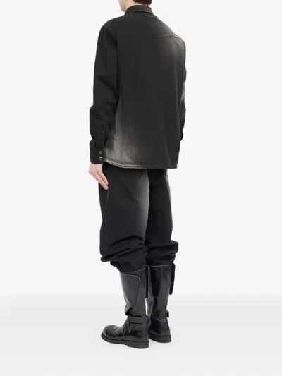 Mm6 Maison Margiela Western Style Denim Shirt Pockets In Black