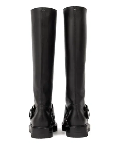 Maison Margiela Tabi Buckled Split-toe Leather Knee Boots In Multi