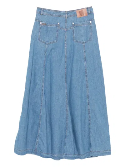 Ba&sh Laddie Button-front Denim Midi Skirt In Blue