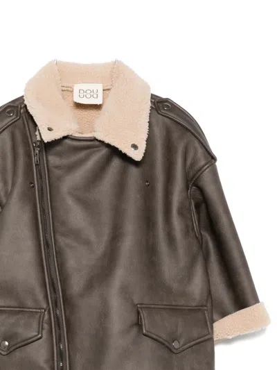 Douuod Asymmetrical Zip-front Jacket In Brown