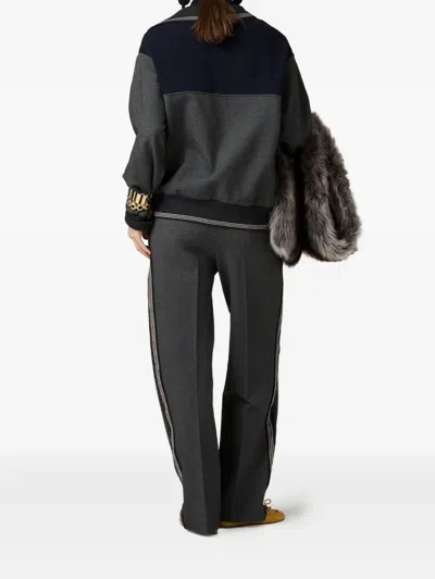 Miu Miu Straight Wool Casual Pants In Gray