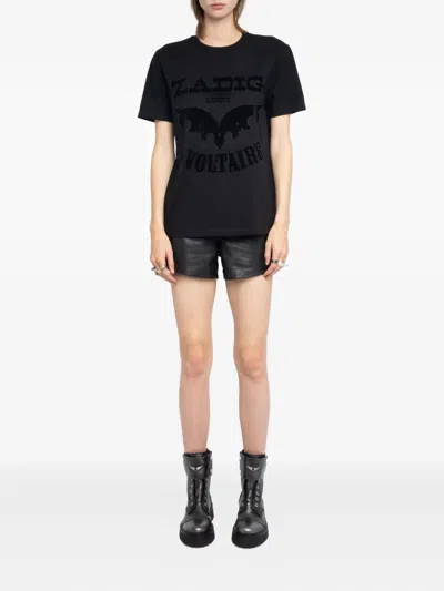 Zadig & Voltaire Womens Black Edwin Rhinestone-embellished Short-sleeve Cotton T-shirt In Black
