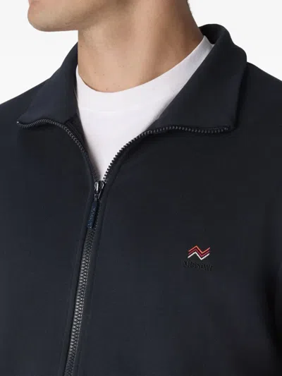 Missoni Zip-up High-neck Sweatshirt With Knit Embroidery And Logo In Burgundy
