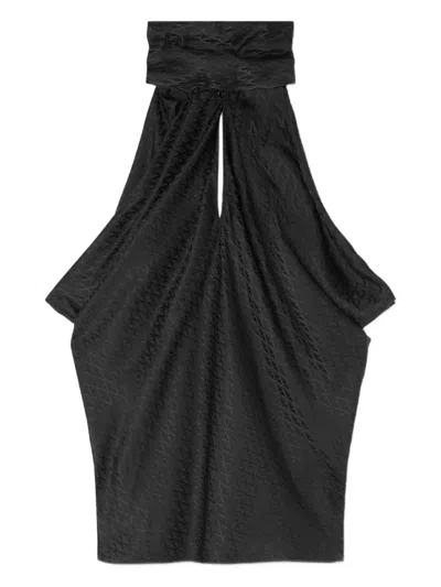 Versace Draped Halterneck Top Keyhole Detail In Black