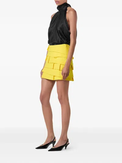 Versace Draped Halterneck Top Keyhole Detail In Black