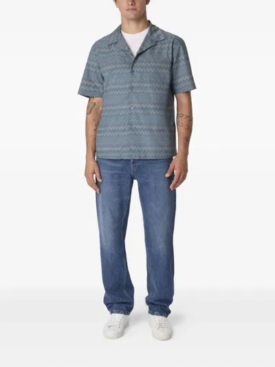Missoni Bowling Shirt With Zigzag Pattern In Blue
