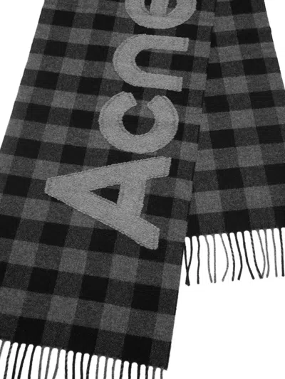 Acne Studios Small Check Wool Scarf In Black