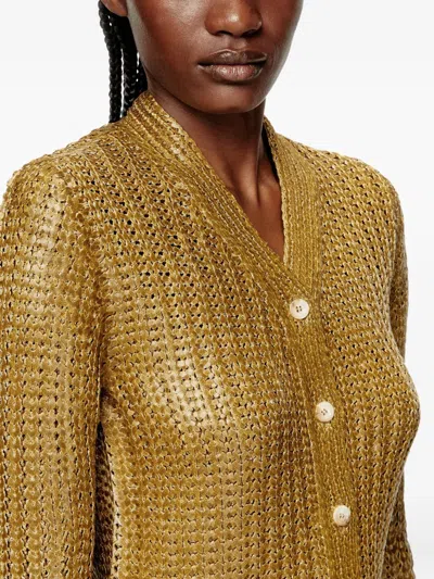 Diesel Ribbed Cardigan With Shiny Effect In Brown