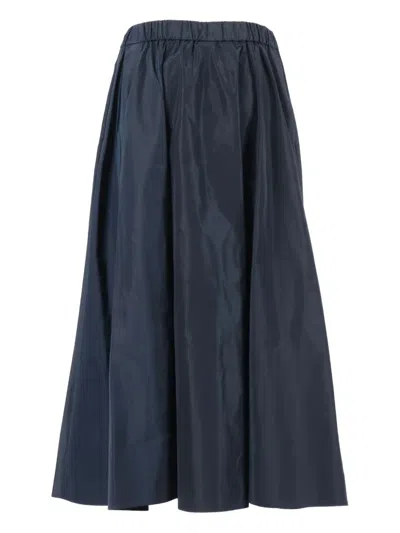 Aspesi Pleated A-line Mid-length Skirt In Blue