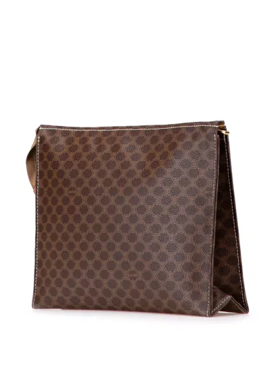 Pre-owned Celine 2006 Macadam Coated Canvas Clutch Bag In Brown