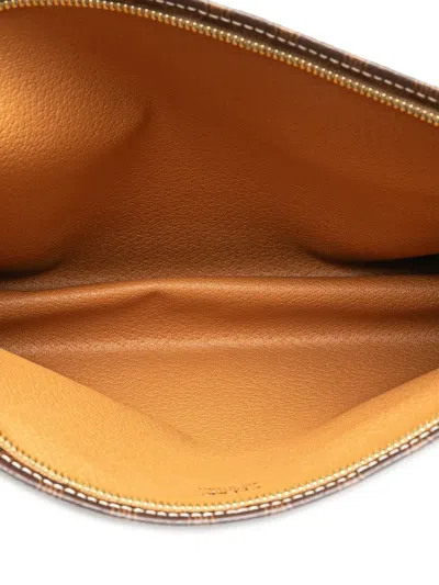 Pre-owned Celine 2006 Macadam Coated Canvas Clutch Bag In Brown