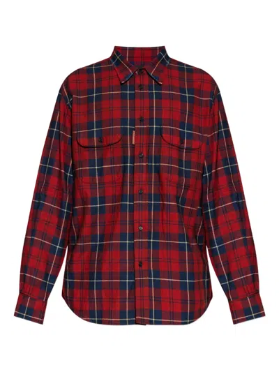 Dsquared2 Vintage Button-down Shirt Elbow Patches In Red