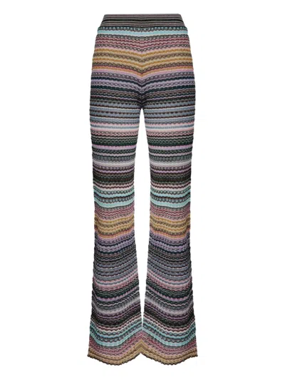 Missoni Straight Long Pants With Stripes In Black