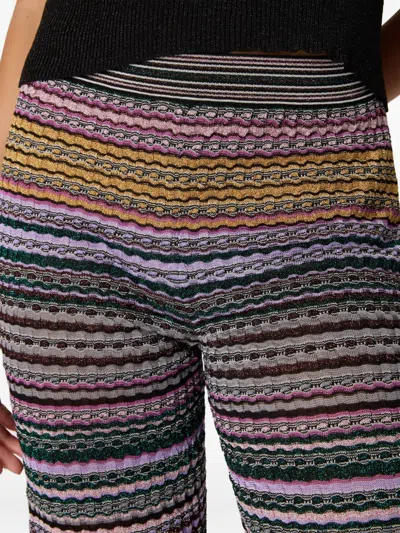 Missoni Straight Long Pants With Stripes In Black