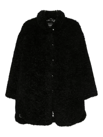Emporio Armani Teddy Coat In Black