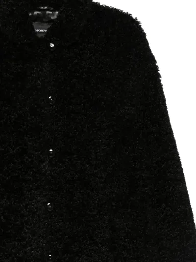 Emporio Armani Teddy Coat In Black