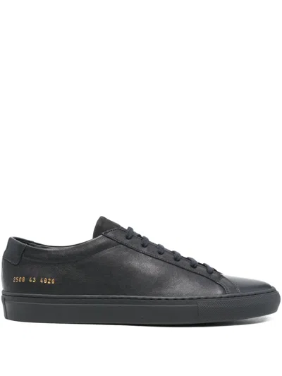 Common Projects Achilles Low-top Sneakers In Black Calf Leather In Animal Print