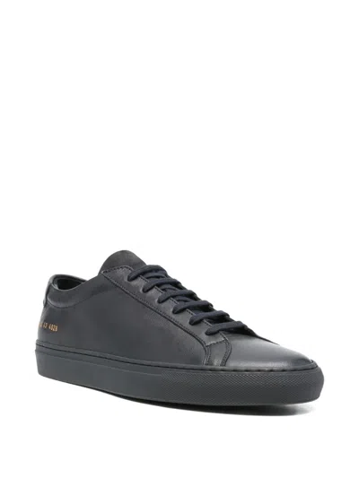 Common Projects Achilles Low-top Sneakers In Black Calf Leather In Animal Print