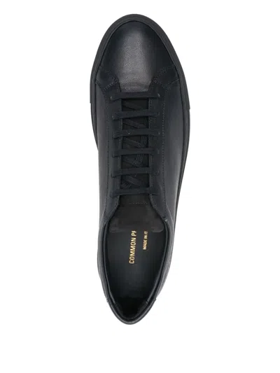 Common Projects Achilles Low-top Sneakers In Black Calf Leather In Animal Print