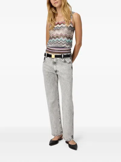 Missoni Sleeveless Top In Viscose With Zigzag Pattern In Gray