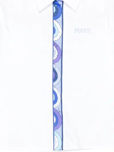 Pucci Junior Embellished-panel Shirt In Blue