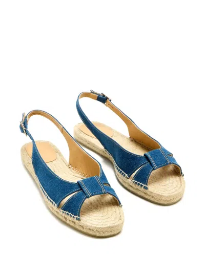 Castaã±er Slingback Denim Flat Espadrilles In Blue
