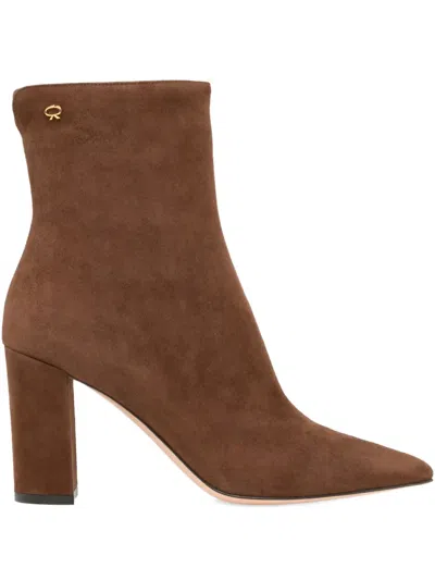 Gianvito Rossi 85mm Lyell Pointed-toe Ankle Boots In Brown