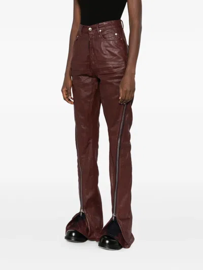 Rick Owens Drkshdw Flared Design Bootcut Denim Trousers In Brown