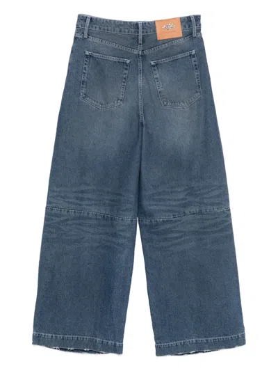 Simone Rocha Distressed High-rise Wide-leg Jeans In Blue
