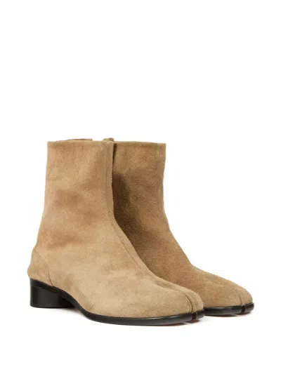 Maison Margiela Beige Suede Tabi Ankle Boots In Neutral