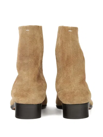 Maison Margiela Beige Suede Tabi Ankle Boots In Neutral