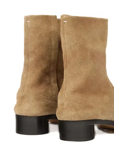 Maison Margiela Beige Suede Tabi Ankle Boots In Neutral