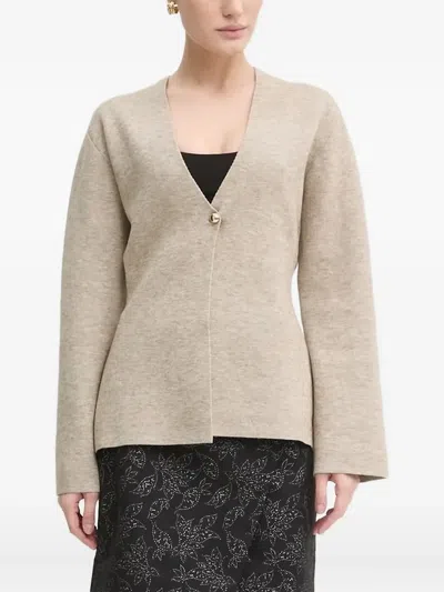Bruuns Bazaar Single-button V-neck Cardigan In Brown