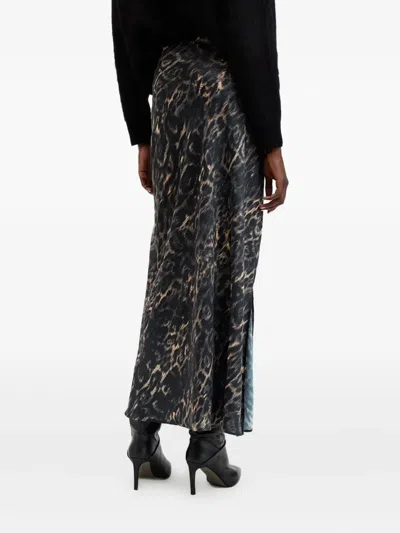 Allsaints Bryony Leopard-print Split Maxi Skirt In Animal Print