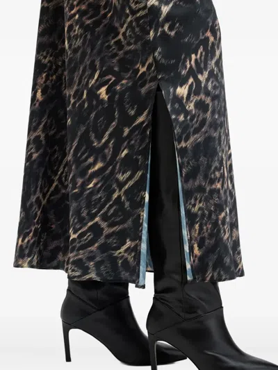 Allsaints Bryony Leopard-print Split Maxi Skirt In Animal Print